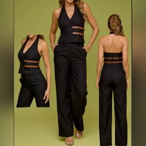 #50889 🛑S,M,L HIGH END Fabulous Halter Vest & Trouser Set 2pc Set